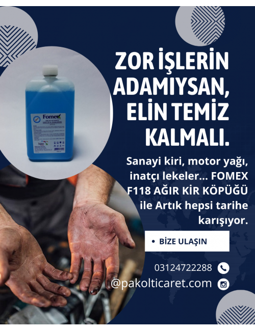 Fomex F118 Ağır Kir Ve Yağ Sökücü Köpük Sabun 1000ml 12'li